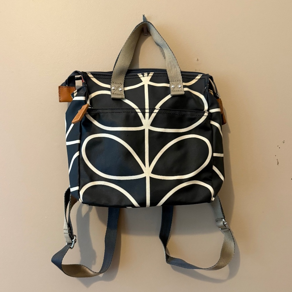 Orla Kiely Small Black Backpack